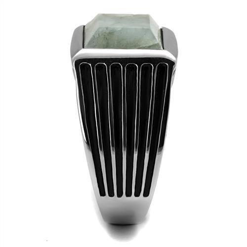 MATK3113 - High polished (no plating) Stainless Steel Ring with Synthetic Twinkling in Gray