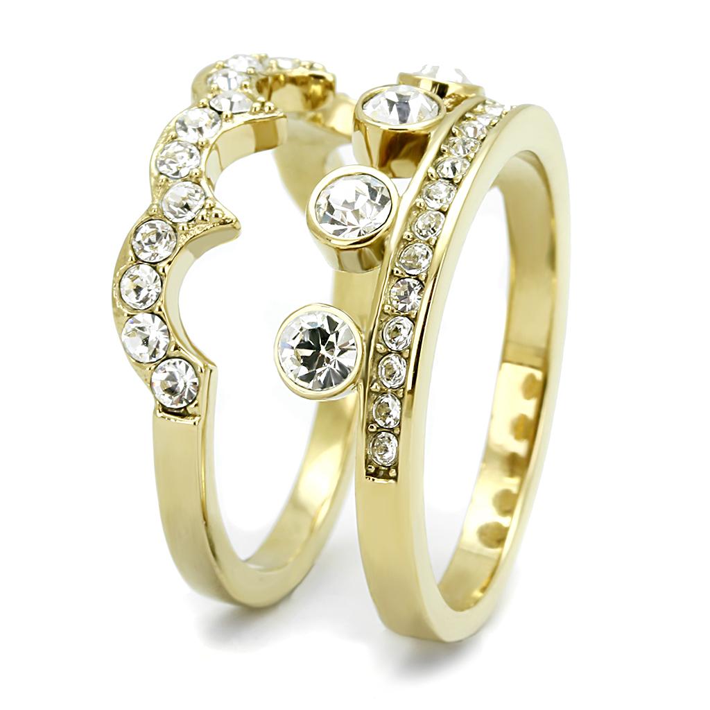 MATK3123 - IP Gold(Ion Plating) Stainless Steel Ring with Top Grade Crystal in Clear