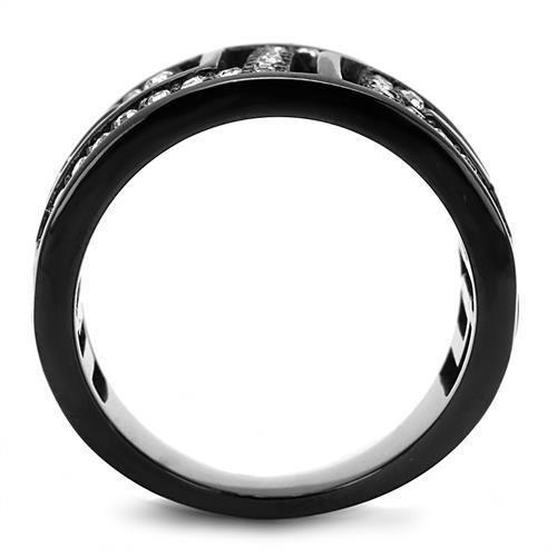 MATK3134 - IP Light Black (IP Gun) Stainless Steel Ring with Top Grade Crystal in Clear