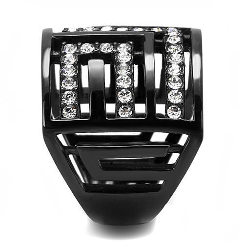 MATK3134 - IP Light Black (IP Gun) Stainless Steel Ring with Top Grade Crystal in Clear