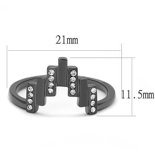 MATK3135 - IP Light Black (IP Gun) Stainless Steel Ring with Top Grade Crystal in Clear