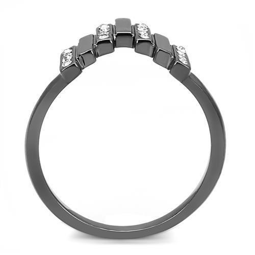 MATK3135 - IP Light Black (IP Gun) Stainless Steel Ring with Top Grade Crystal in Clear