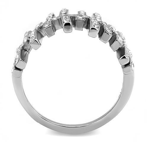 MATK3140 - High polished (no plating) Stainless Steel Ring with Top Grade Crystal in Clear