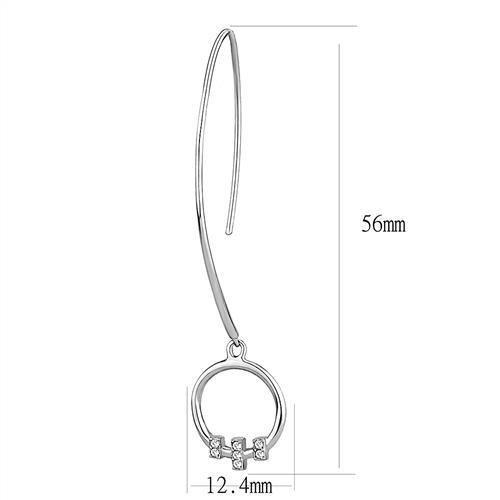 MATK3146 - High polished (no plating) Stainless Steel Earrings with Top Grade Crystal in Clear