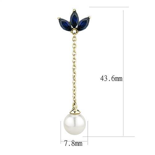 MATK3150 - IP Gold(Ion Plating) Stainless Steel Earrings with Synthetic Pearl in White
