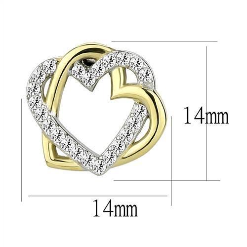 MATK3153 - Two-Tone IP Gold (Ion Plating) Stainless Steel Earrings with AAA Grade CZ in Clear