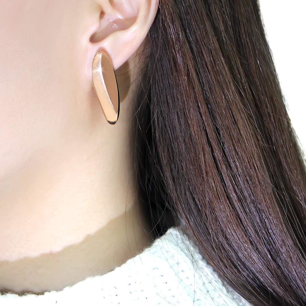 MATK3154 - IP Rose Gold(Ion Plating) Stainless Steel Earrings with No Stone