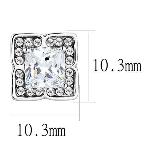 MATK3157 - High polished (no plating) Stainless Steel Earrings with AAA Grade CZ in Clear