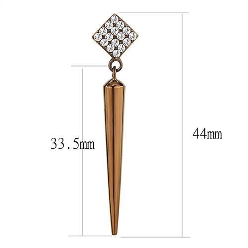 MATK3158 - IP Coffee light Stainless Steel Earrings with AAA Grade CZ in Clear