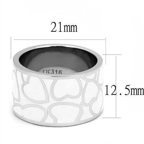 MATK3172 - High polished (no plating) Stainless Steel Ring with Epoxy in White