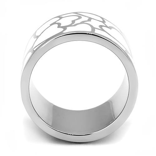 MATK3172 - High polished (no plating) Stainless Steel Ring with Epoxy in White