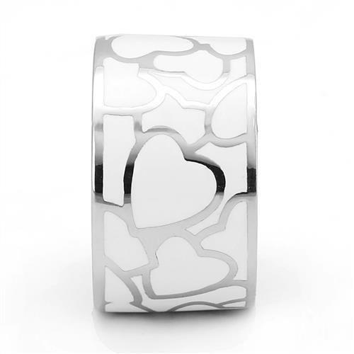 MATK3172 - High polished (no plating) Stainless Steel Ring with Epoxy in White