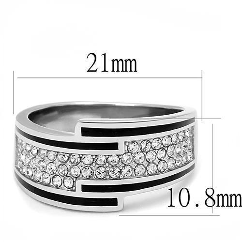 MATK3174 - High polished (no plating) Stainless Steel Ring with Top Grade Crystal in Clear