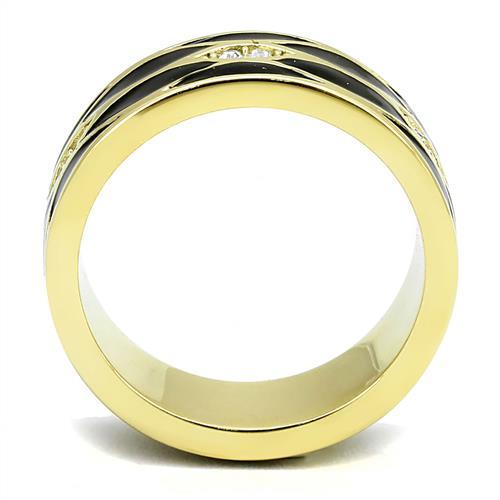 MATK3182 - IP Gold(Ion Plating) Stainless Steel Ring with Top Grade Crystal in Clear