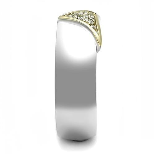 MATK3187 - Two-Tone IP Gold (Ion Plating) Stainless Steel Ring with AAA Grade CZ in Clear