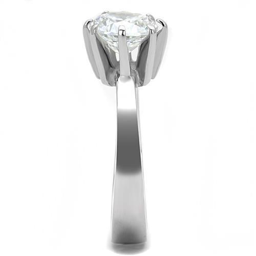 MATK3208 - High polished (no plating) Stainless Steel Ring with AAA Grade CZ in Clear