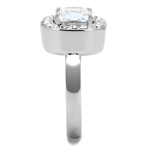 MATK3209 - High polished (no plating) Stainless Steel Ring with AAA Grade CZ in Clear