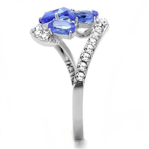MATK3211 - High polished (no plating) Stainless Steel Ring with Synthetic Synthetic Glass in Sapphire