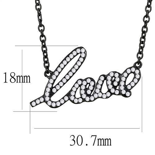 MATK3217 - IP Black(Ion Plating) Stainless Steel Chain Pendant with AAA Grade CZ in Clear