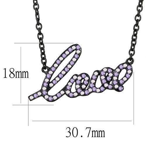 MATK3218 - IP Black(Ion Plating) Stainless Steel Chain Pendant with AAA Grade CZ in Multi Color