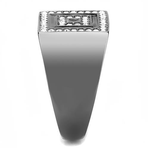 MATK3220 - IP Light Black (IP Gun) Stainless Steel Ring with Top Grade Crystal in Clear