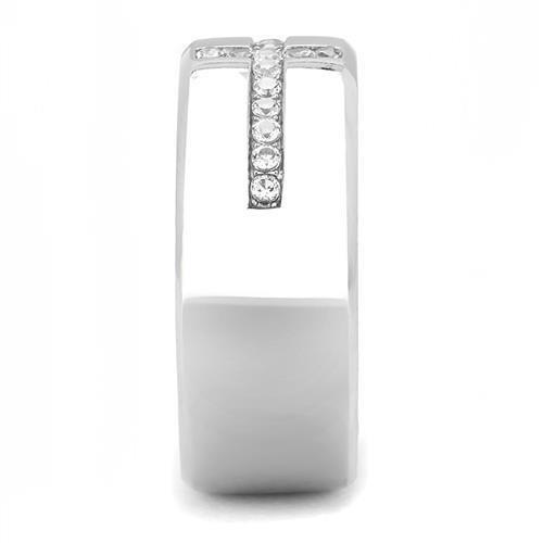MATK3225 - High polished (no plating) Stainless Steel Ring with AAA Grade CZ in Clear