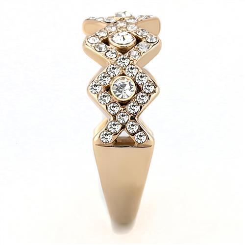 MATK3237 - IP Rose Gold(Ion Plating) Stainless Steel Ring with Top Grade Crystal in Clear