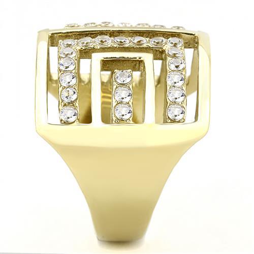 MATK3238 - IP Gold(Ion Plating) Stainless Steel Ring with AAA Grade CZ in Clear