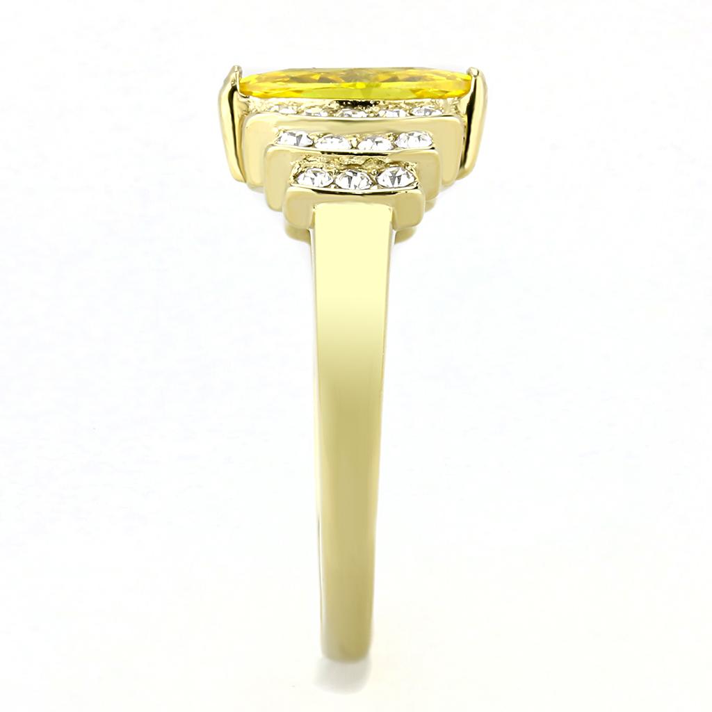 MATK3239 - IP Gold(Ion Plating) Stainless Steel Ring with AAA Grade CZ in Topaz