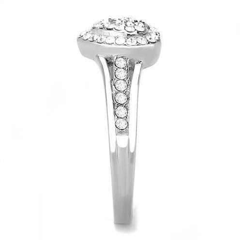 MATK3249 - High polished (no plating) Stainless Steel Ring with Top Grade Crystal in Clear