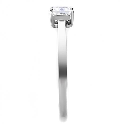 MATK3250 - High polished (no plating) Stainless Steel Ring with AAA Grade CZ in Clear