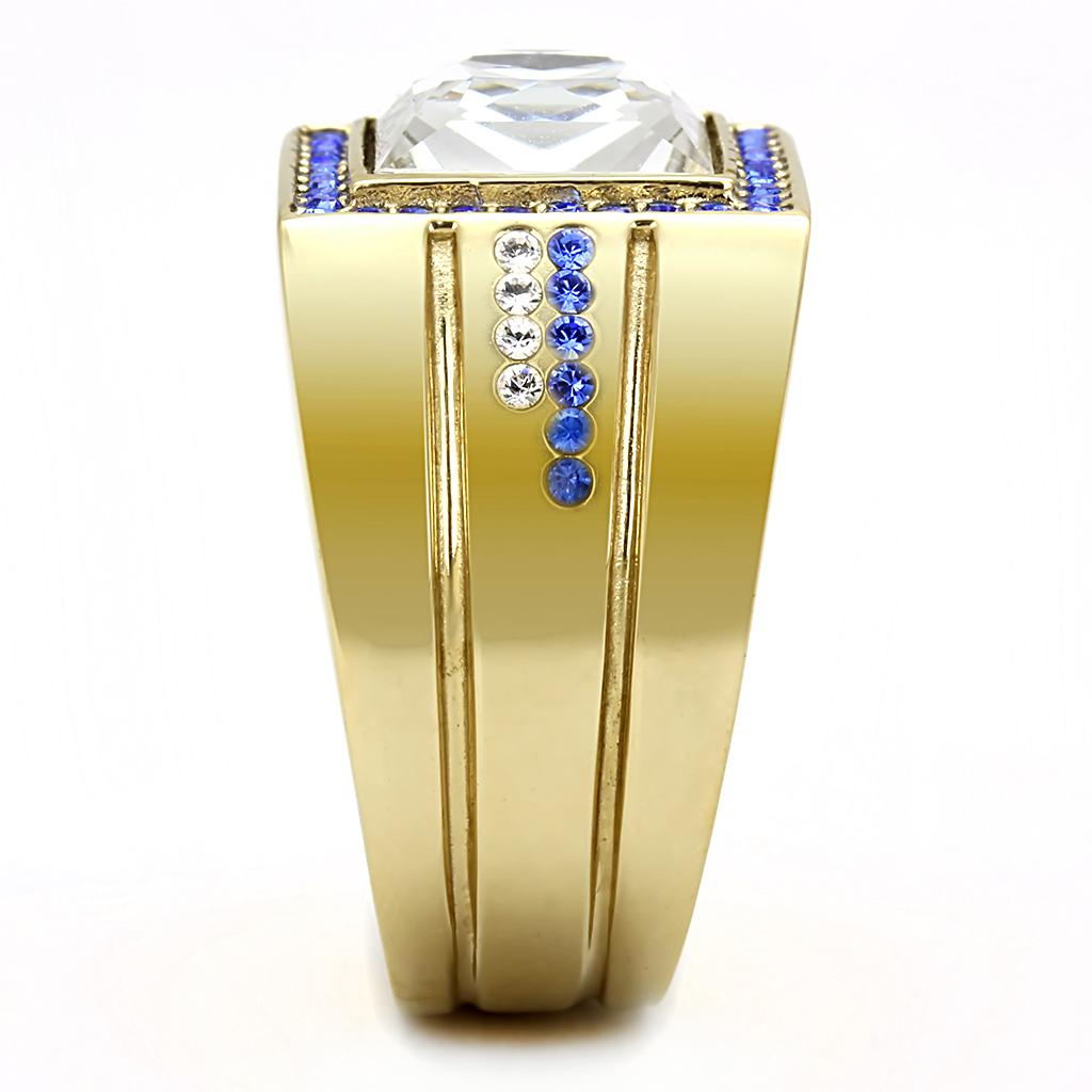 MATK3269 - IP Gold(Ion Plating) Stainless Steel Ring with Top Grade Crystal in Clear