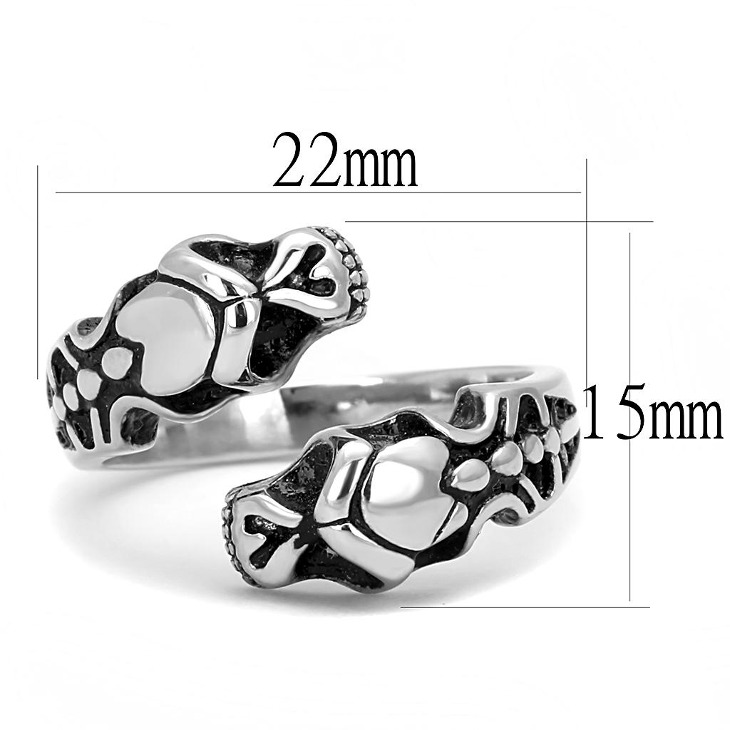 MATK3276 - High polished (no plating) Stainless Steel Ring with Epoxy in Jet