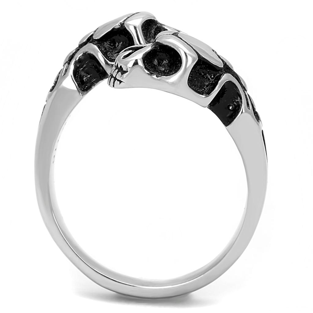 MATK3276 - High polished (no plating) Stainless Steel Ring with Epoxy in Jet