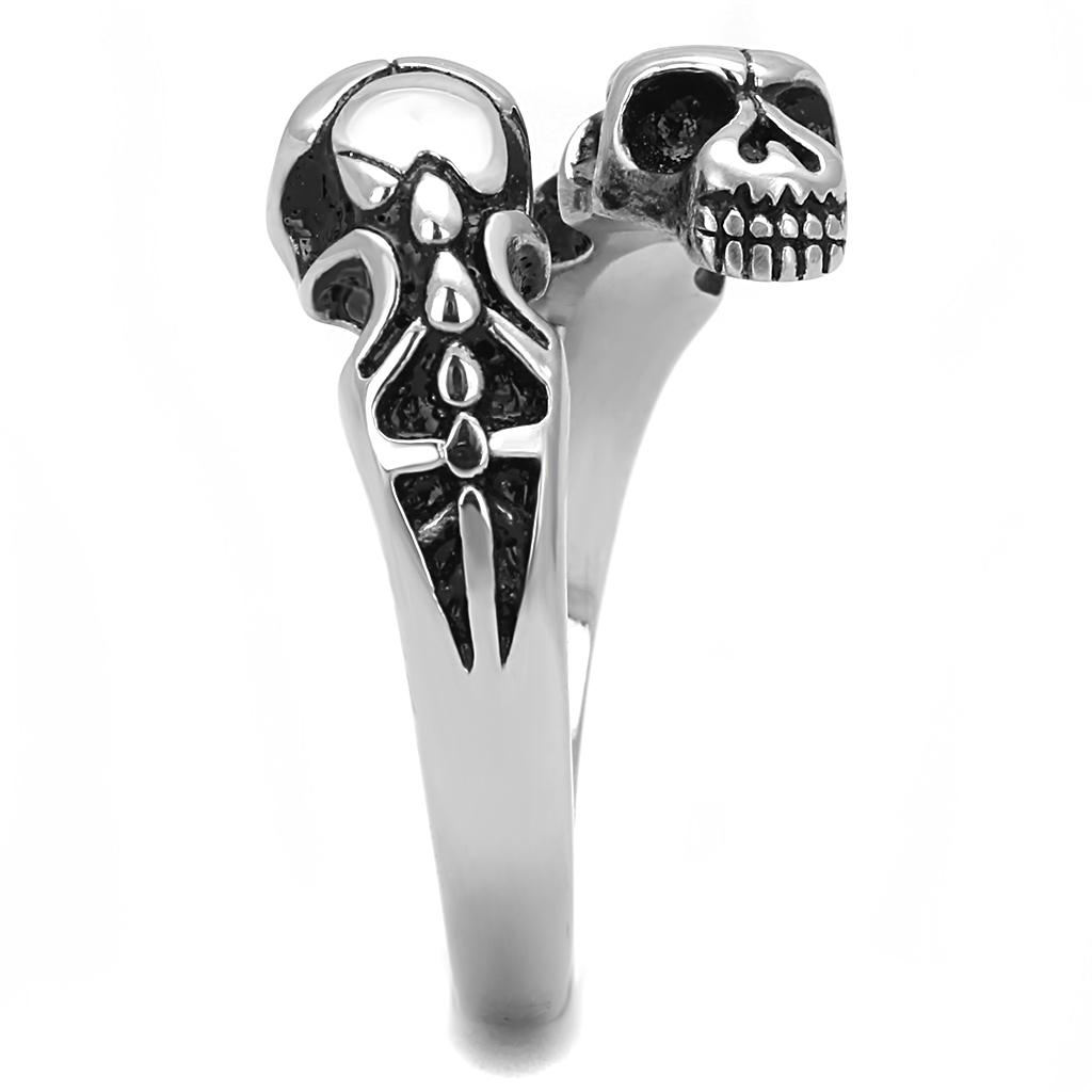 MATK3276 - High polished (no plating) Stainless Steel Ring with Epoxy in Jet