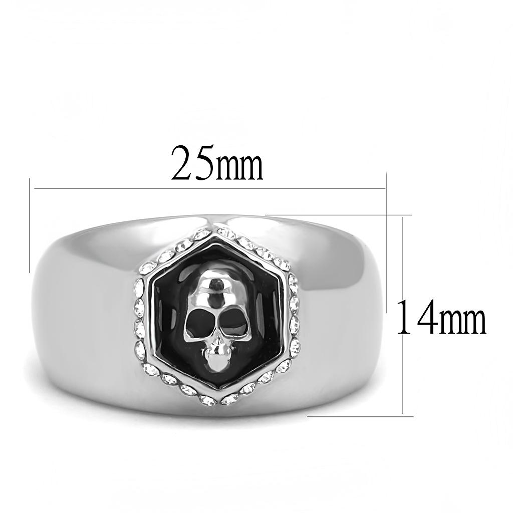 MATK3277 - High polished (no plating) Stainless Steel Ring with Epoxy in Jet