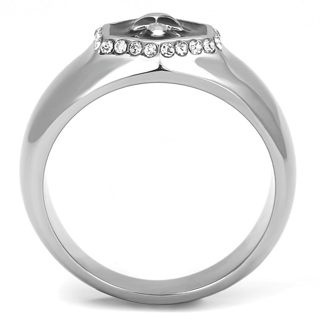 MATK3277 - High polished (no plating) Stainless Steel Ring with Epoxy in Jet