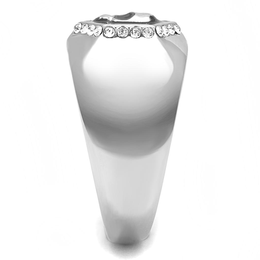 MATK3277 - High polished (no plating) Stainless Steel Ring with Epoxy in Jet