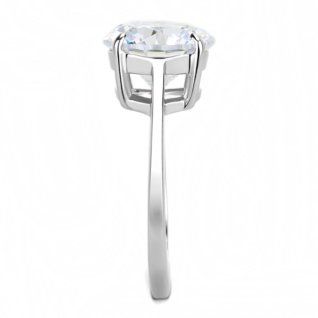 MATK3428 - High polished (no plating) Stainless Steel Ring with AAA Grade CZ in Clear