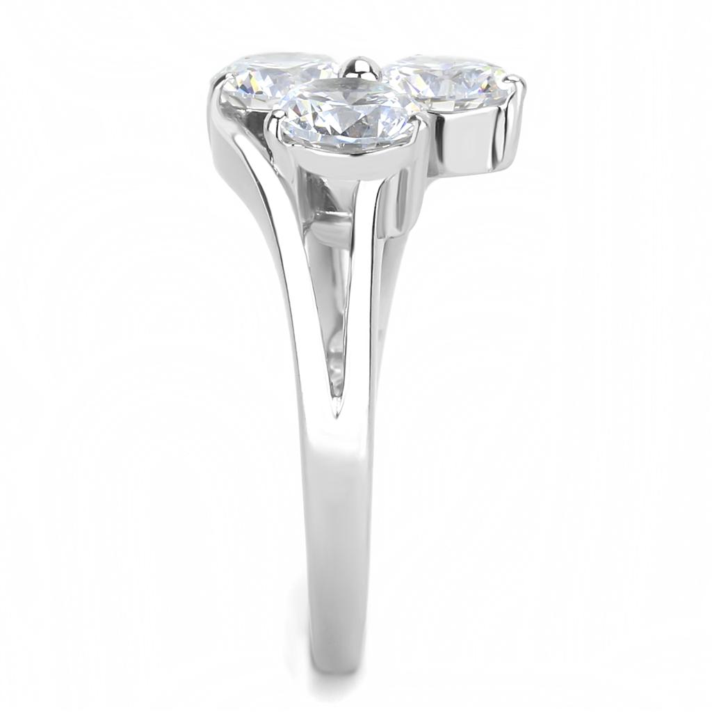 MATK3430 - High polished (no plating) Stainless Steel Ring with AAA Grade CZ in Clear