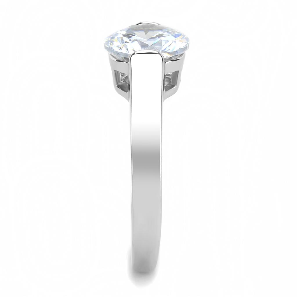 MATK3432 - High polished (no plating) Stainless Steel Ring with AAA Grade CZ in Clear
