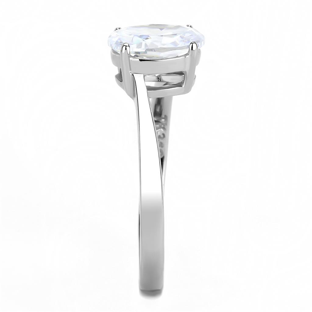 MATK3433 - High polished (no plating) Stainless Steel Ring with AAA Grade CZ in Clear