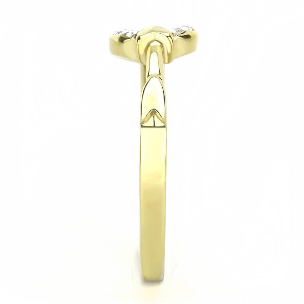 MATK3439 - IP Gold(Ion Plating) Stainless Steel Ring with Top Grade Crystal in Clear