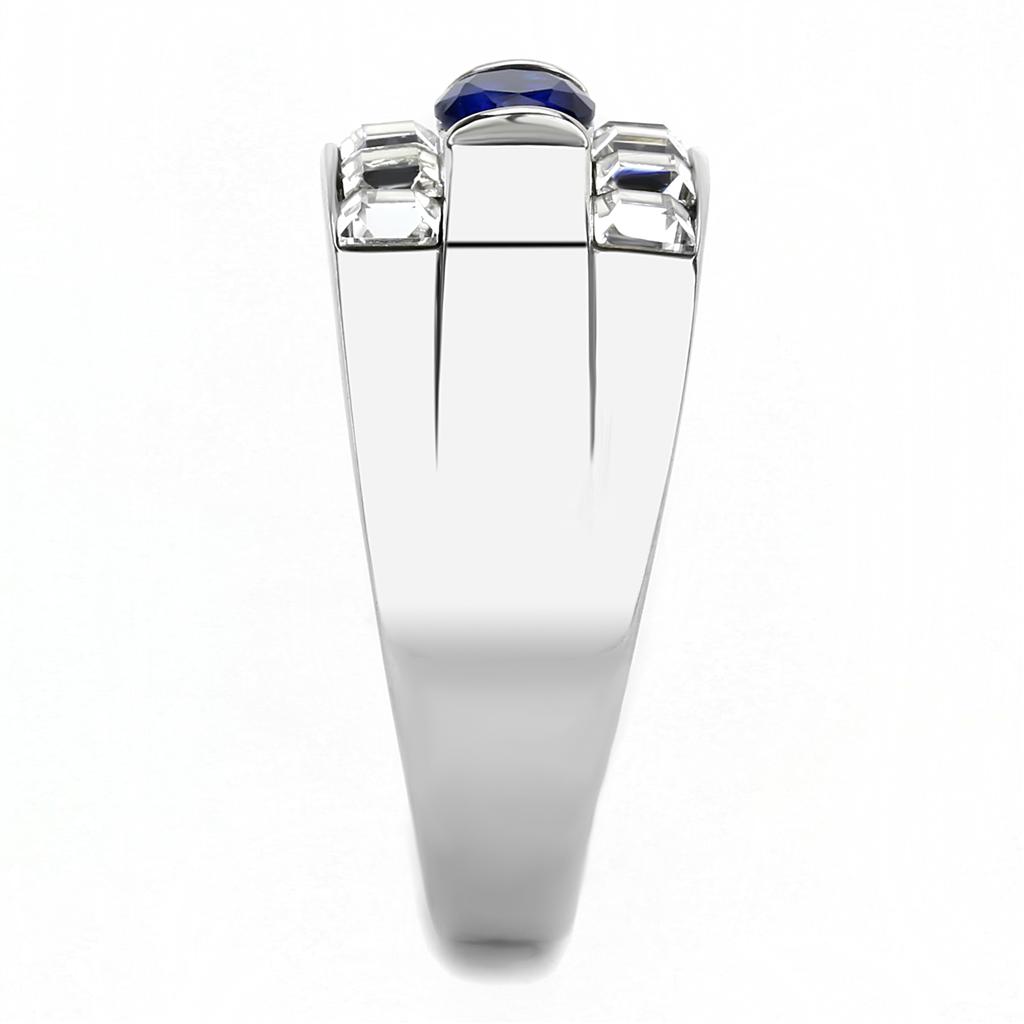 MATK3463 - High polished (no plating) Stainless Steel Ring with Synthetic Synthetic Glass in Montana