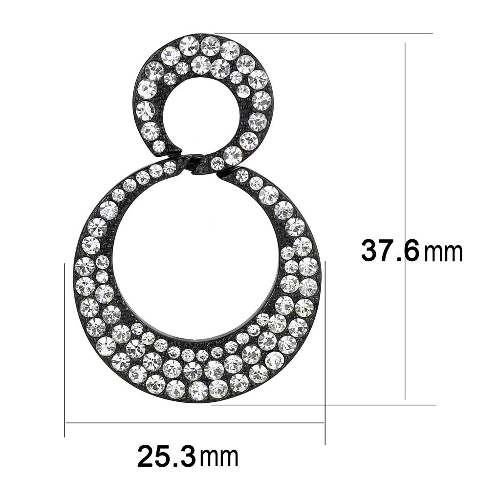 MATK3493 - IP Black(Ion Plating) Stainless Steel Earrings with Top Grade Crystal in Clear