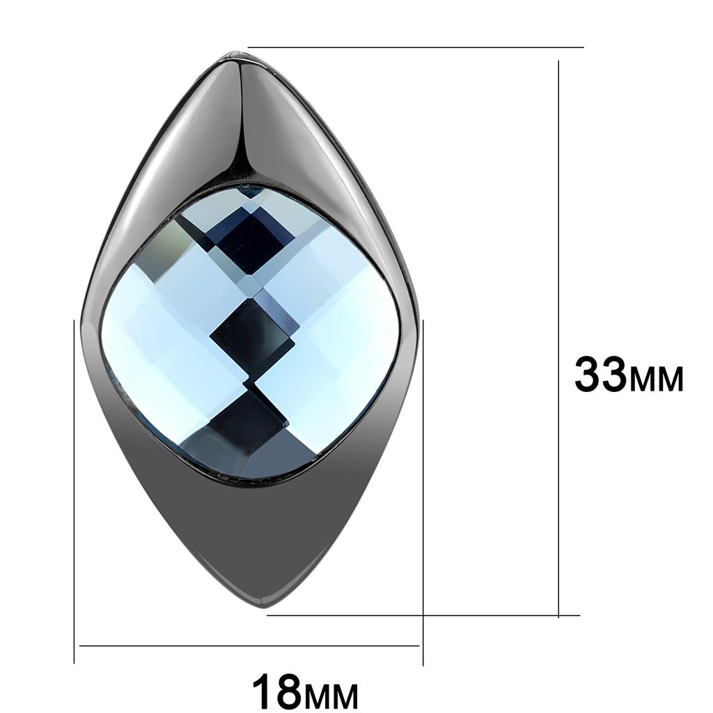 MATK3494 - IP Light Black (IP Gun) Stainless Steel Earrings with Synthetic Synthetic Glass in Light Sapphire