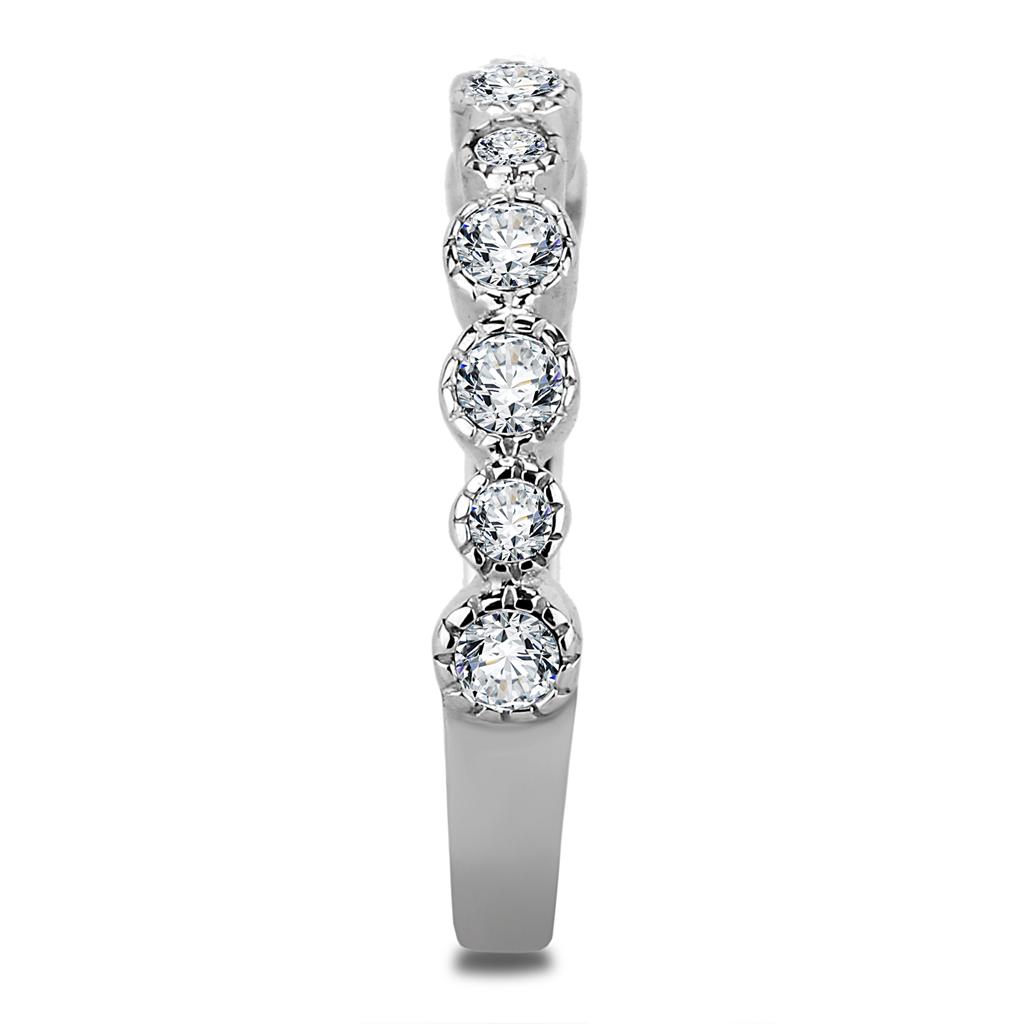 MATK3497 - High polished (no plating) Stainless Steel Ring with Top Grade Crystal in Clear