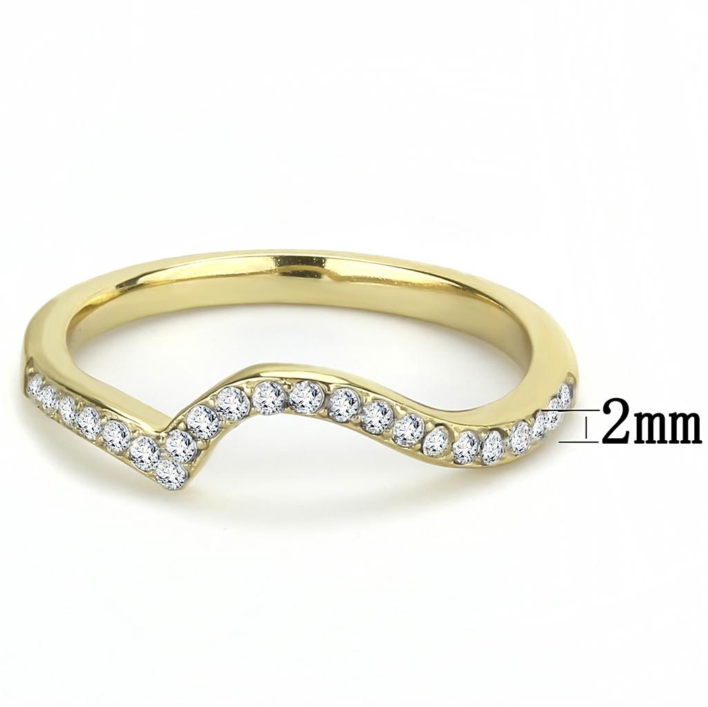 MATK3527 - IP Gold(Ion Plating) Stainless Steel Ring with Top Grade Crystal in Clear