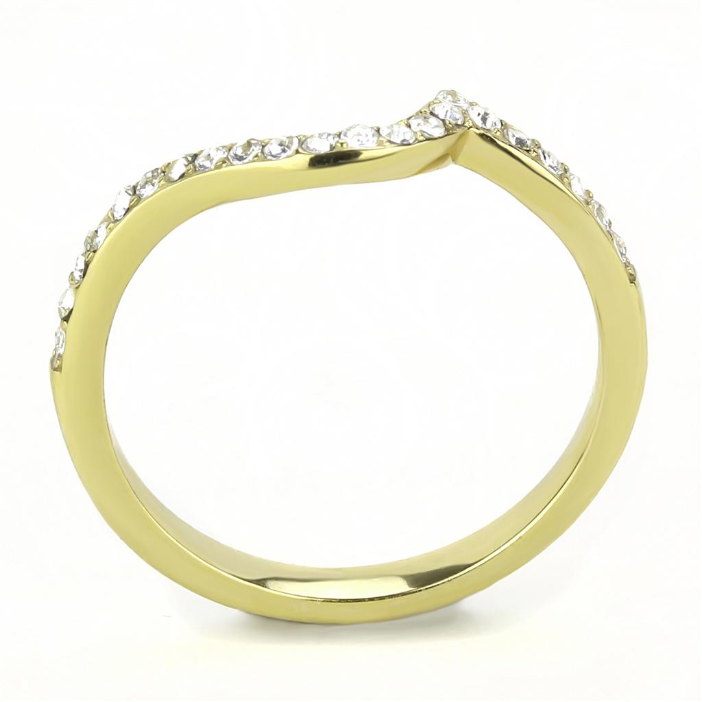 MATK3527 - IP Gold(Ion Plating) Stainless Steel Ring with Top Grade Crystal in Clear