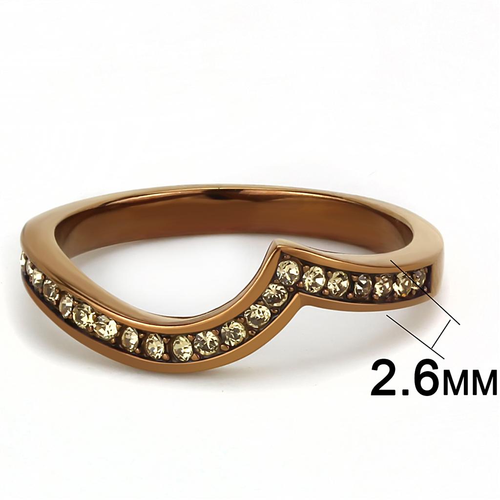 MATK3528 - IP Coffee light Stainless Steel Ring with Top Grade Crystal in Light Smoked